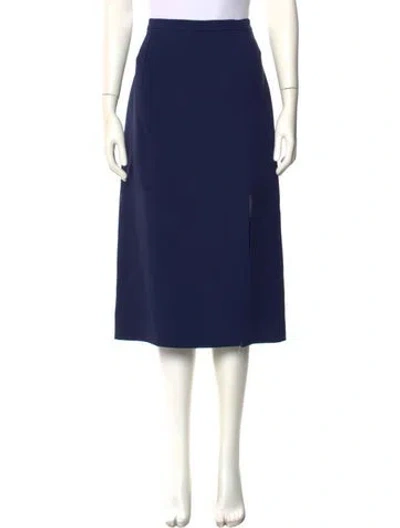 Pre-owned Michael Kors Virgin Wool Midi Length Skirt In Blue