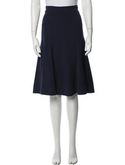 Pre-owned Michael Kors Virgin Wool Midi Length Skirt In Blue