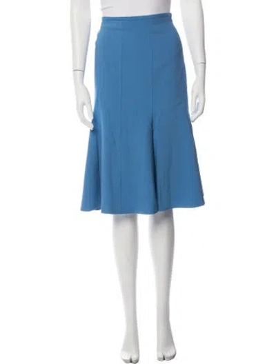 Pre-owned Michael Kors Virgin Wool Midi Length Skirt In Blue
