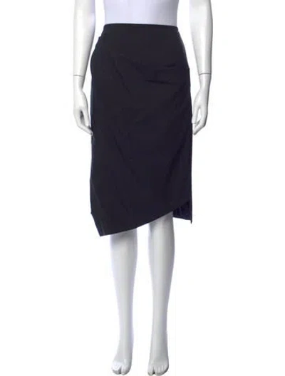 Pre-owned Michael Kors Virgin Wool Midi Length Skirt In Blue