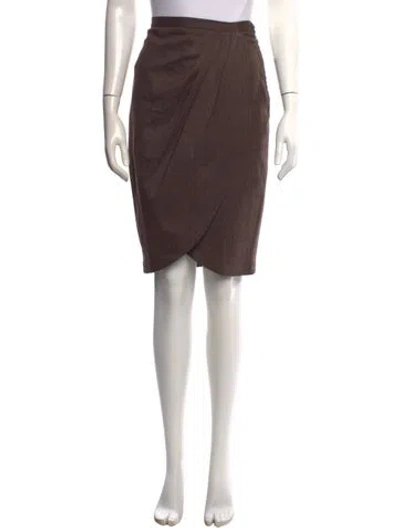 Pre-owned Michael Kors Virgin Wool Midi Length Skirt In Brown