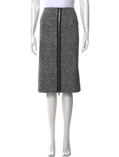 Pre-owned Michael Kors Virgin Wool Midi Length Skirt In Gray