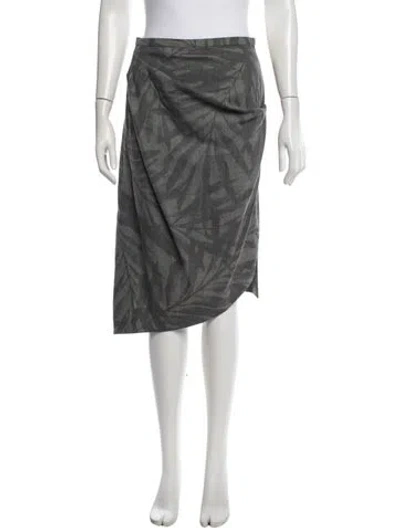 Pre-owned Michael Kors Virgin Wool Midi Length Skirt In Grey