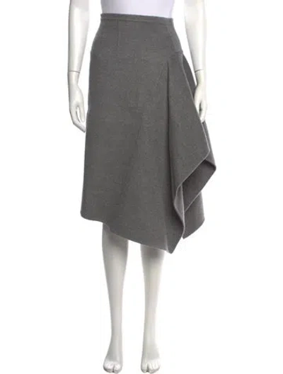 Pre-owned Michael Kors Virgin Wool Midi Length Skirt In Grey
