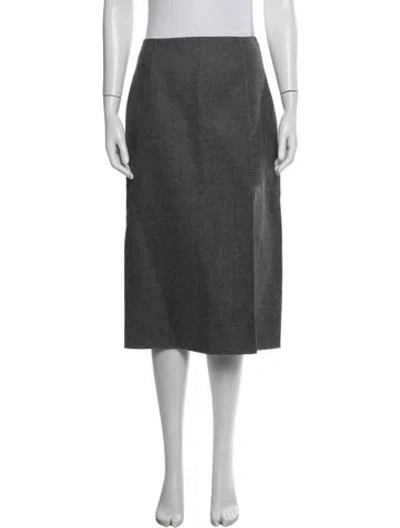Pre-owned Michael Kors Virgin Wool Midi Length Skirt In Grey