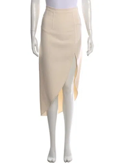 Pre-owned Michael Kors Virgin Wool Midi Length Skirt In Neutral