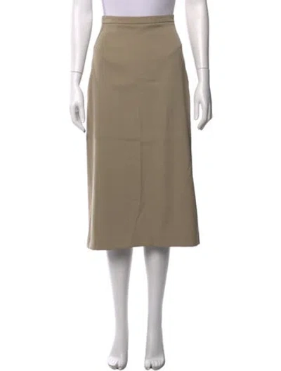 Pre-owned Michael Kors Virgin Wool Midi Length Skirt In Neutral