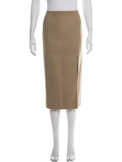 Pre-owned Michael Kors Virgin Wool Midi Length Skirt In Neutrals