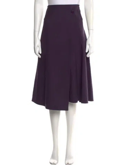 Pre-owned Michael Kors Virgin Wool Midi Length Skirt In Purple