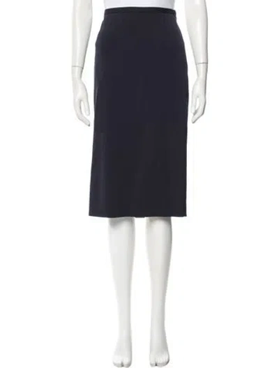 Pre-owned Michael Kors Virgin Wool Midi Length Skirt W/ Tags In Blue