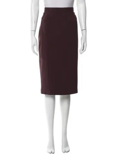 Pre-owned Michael Kors Virgin Wool Midi Length Skirt W/ Tags In Burgundy
