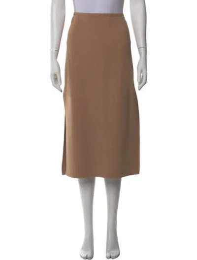 Pre-owned Michael Kors Virgin Wool Midi Length Skirt W/ Tags In Neutral