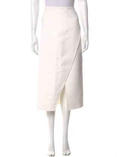 Pre-owned Michael Kors Virgin Wool Midi Length Skirt In White