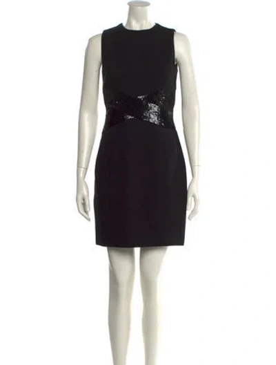 Pre-owned Michael Kors Virgin Wool Mini Dress In Black