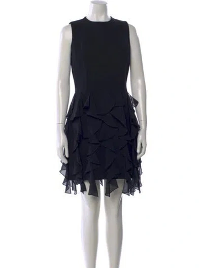Pre-owned Michael Kors Virgin Wool Mini Dress In Black