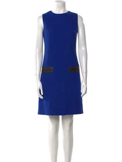 Pre-owned Michael Kors Virgin Wool Mini Dress In Blue