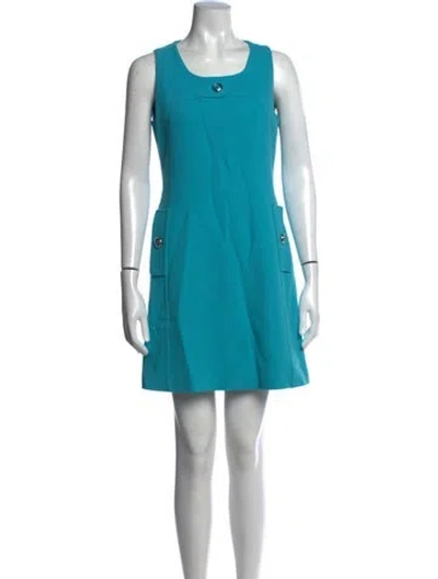 Pre-owned Michael Kors Virgin Wool Mini Dress In Blue