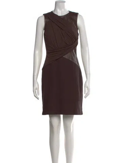 Pre-owned Michael Kors Virgin Wool Mini Dress In Brown