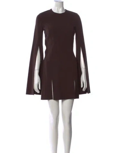 Pre-owned Michael Kors Virgin Wool Mini Dress In Brown