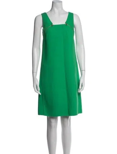 Pre-owned Michael Kors Virgin Wool Mini Dress In Green
