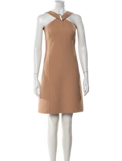 Pre-owned Michael Kors Virgin Wool Mini Dress In Neutral