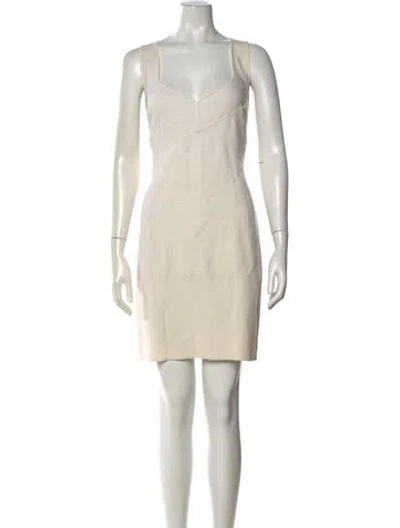 Pre-owned Michael Kors Virgin Wool Mini Dress In Neutral