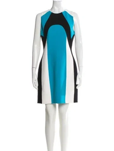 Pre-owned Michael Kors Virgin Wool Mini Dress W/ Tags In Blue