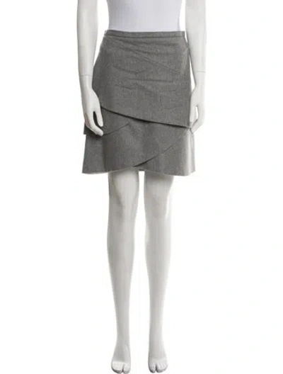 Pre-owned Michael Kors Virgin Wool Mini Skirt In Gray
