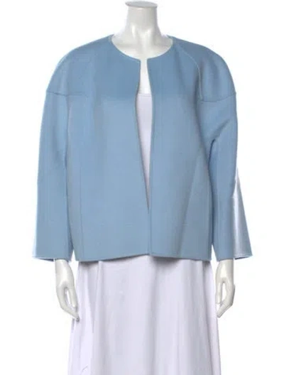 Pre-owned Michael Kors Virgin Wool Open Front Sweater In Blue