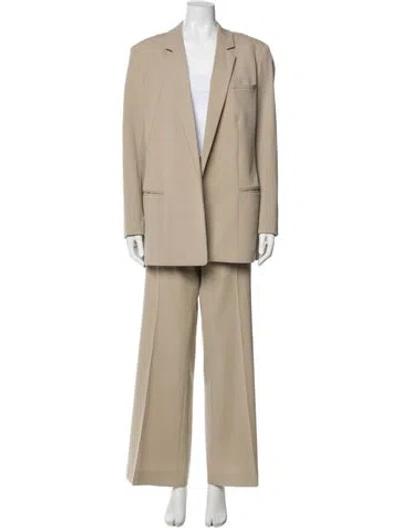 Pre-owned Michael Kors Virgin Wool Pantsuit In Brown