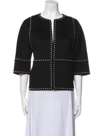 Pre-owned Michael Kors Virgin Wool Patterned Jacket In Black