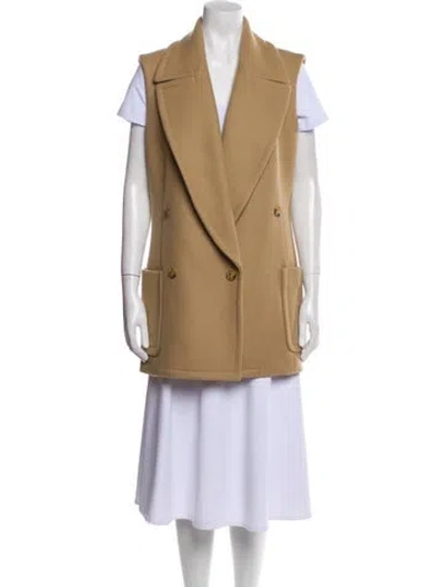 Pre-owned Michael Kors Virgin Wool Peacoat In Brown