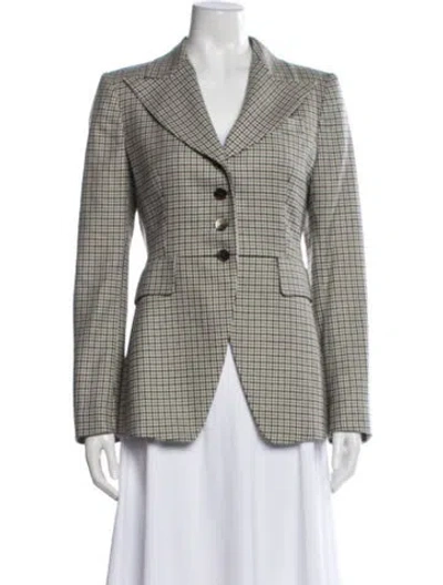 Pre-owned Michael Kors Virgin Wool Plaid Print Blazer