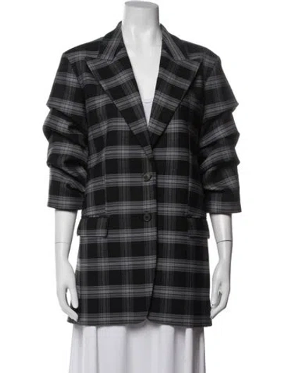 Pre-owned Michael Kors Virgin Wool Plaid Print Blazer In Blue
