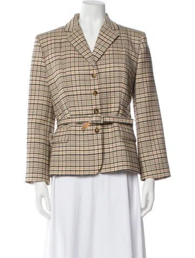 Pre-owned Michael Kors Virgin Wool Plaid Print Blazer In Multi