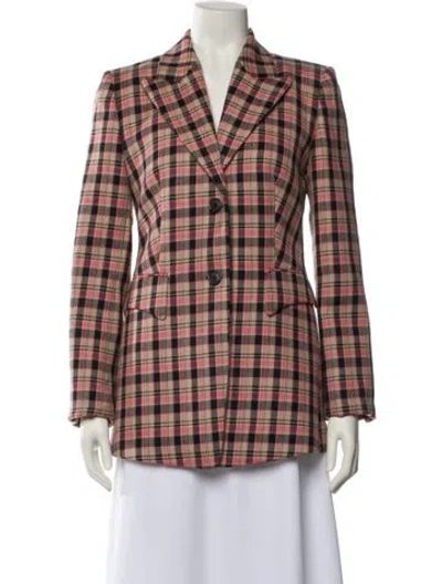Pre-owned Michael Kors Virgin Wool Plaid Print Blazer In Neutral