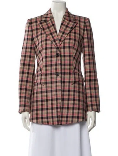 Pre-owned Michael Kors Virgin Wool Plaid Print Blazer In Neutral