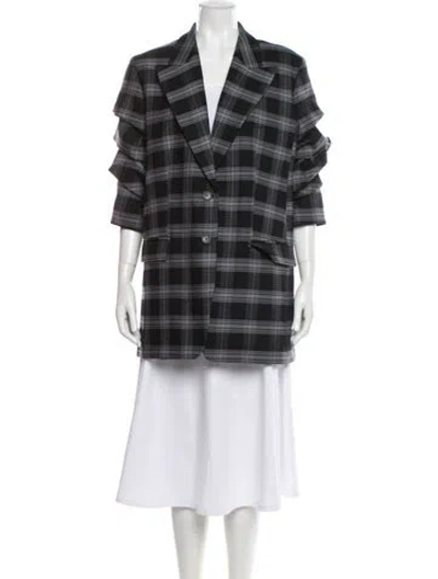 Pre-owned Michael Kors Virgin Wool Plaid Print Jacket In Multi
