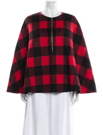Pre-owned Michael Kors Virgin Wool Plaid Print Sweater In Red