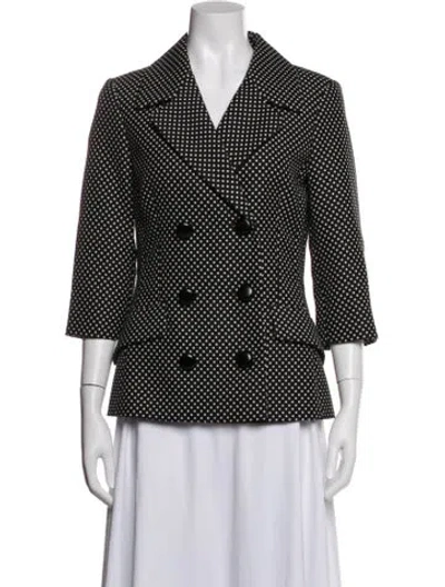 Pre-owned Michael Kors Virgin Wool Polka Dot Print Blazer In Black