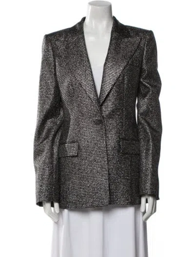 Pre-owned Michael Kors Virgin Wool Printed Blazer In Black