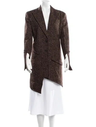 Pre-owned Michael Kors Virgin Wool Printed Coat In Brown