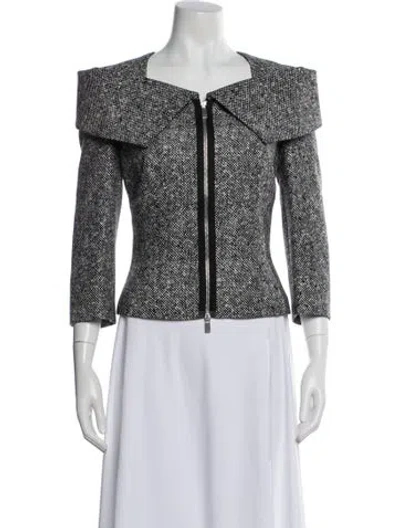 Pre-owned Michael Kors Virgin Wool Printed Evening Jacket In Gray