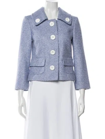 Pre-owned Michael Kors Virgin Wool Printed Jacket In Blue