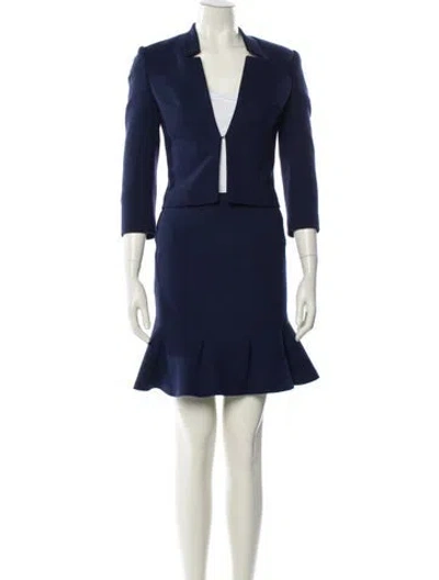 Pre-owned Michael Kors Virgin Wool Skirt Set In Blue