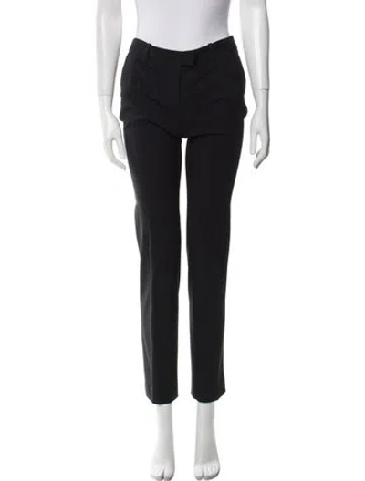 Pre-owned Michael Kors Virgin Wool Straight Leg Pants In Black