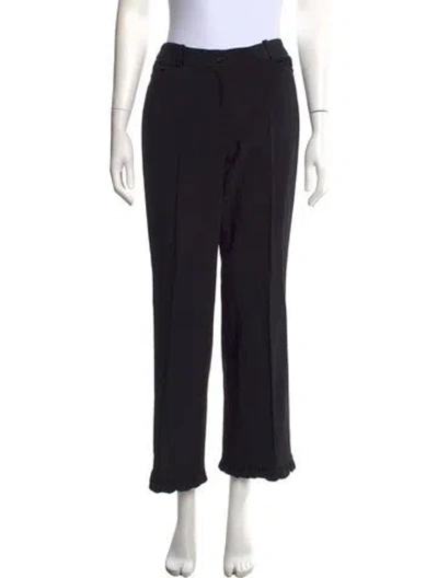 Pre-owned Michael Kors Virgin Wool Straight Leg Pants In Black