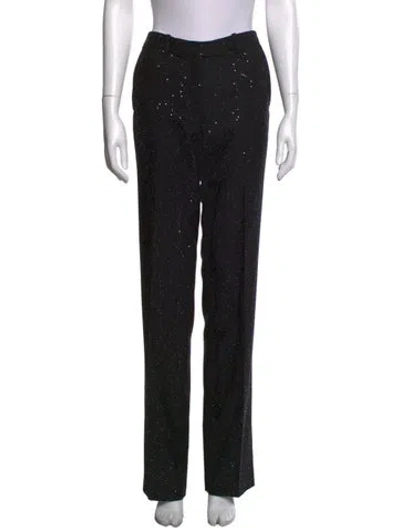Pre-owned Michael Kors Virgin Wool Straight Leg Pants In Black
