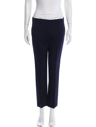 Pre-owned Michael Kors Virgin Wool Straight Leg Pants In Blue