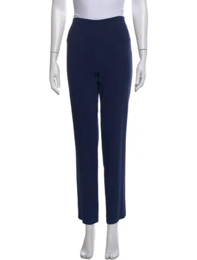 Pre-owned Michael Kors Virgin Wool Straight Leg Pants In Blue